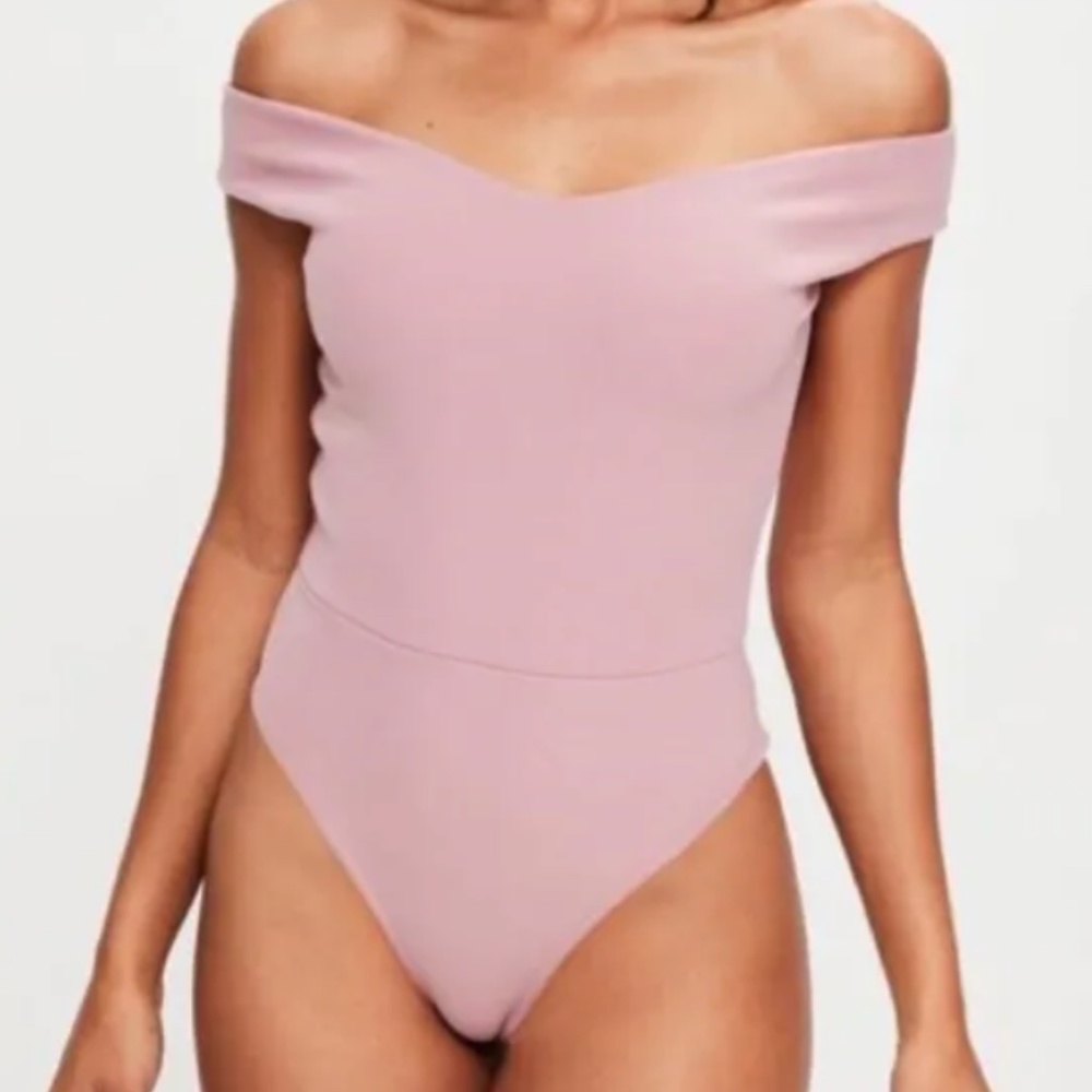 Brand New Missguided Pink Bardot Crepe Dress (Size 6)